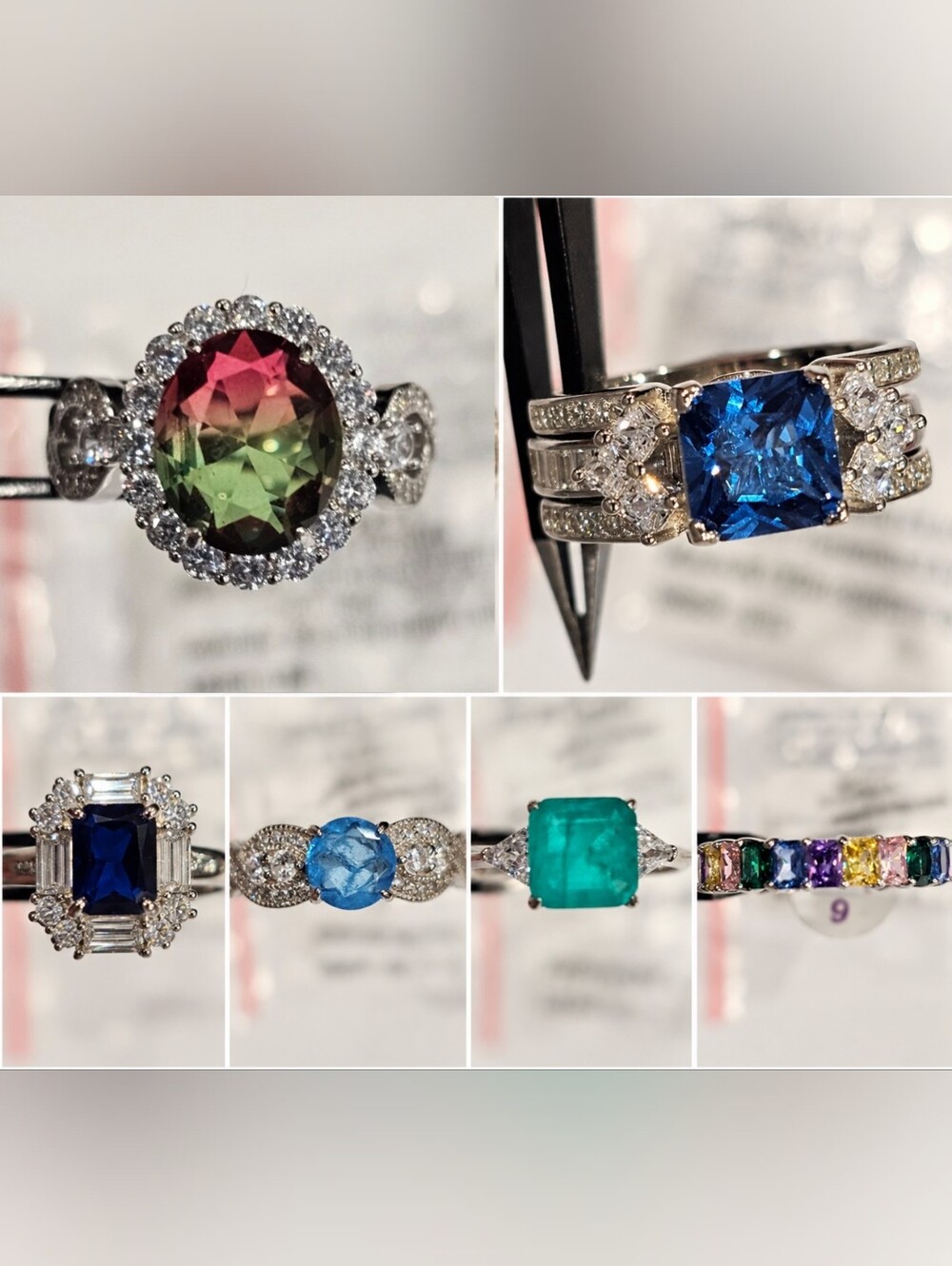 Bomb Party Sterling Club 6 Ring Lot W/ Unicorns ( RBP2424 & RBP2160 GoGo ) Sz 9
